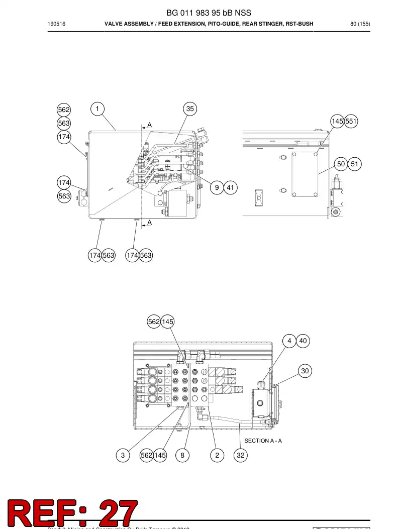 BG01098406a BG 010 984 06a Cover, Plastic - Sandvik Technical Drawing