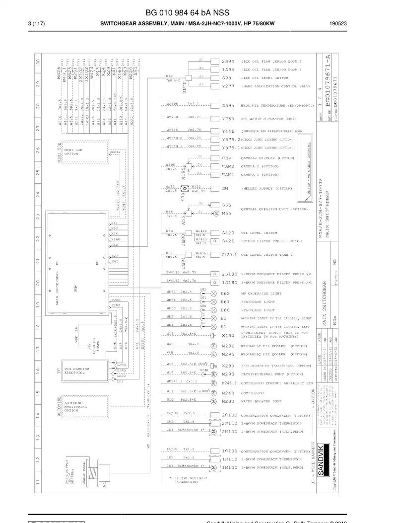 BG01098464b BG 010 984 64b Switchgear Assembly, Main - Sandvik Technical Drawing