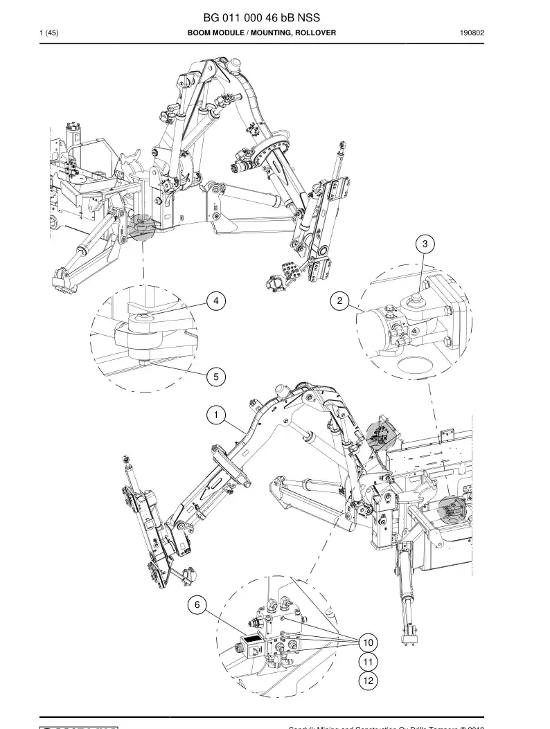BG01100046b BG 011 000 46b Boom Module - Sandvik Technical Drawing
