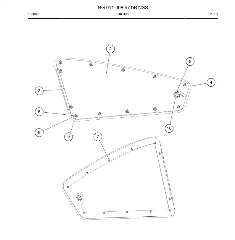 BG01100857b BG 011 008 57b Hatch - Sandvik Technical Drawing