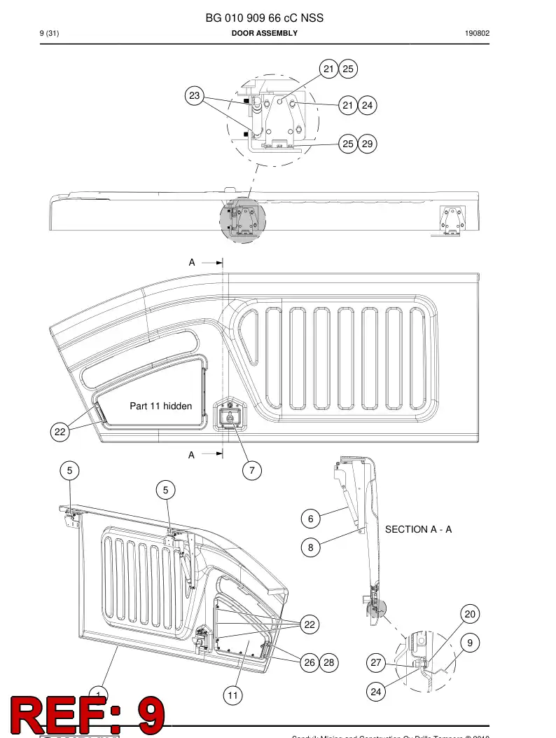 BG01100996b BG 011 009 96b Piece, Locking - Sandvik Technical Drawing
