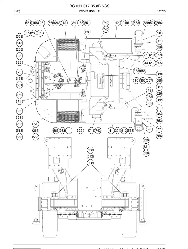 BG01101785a BG 011 017 85a Front module - Sandvik Technical Drawing