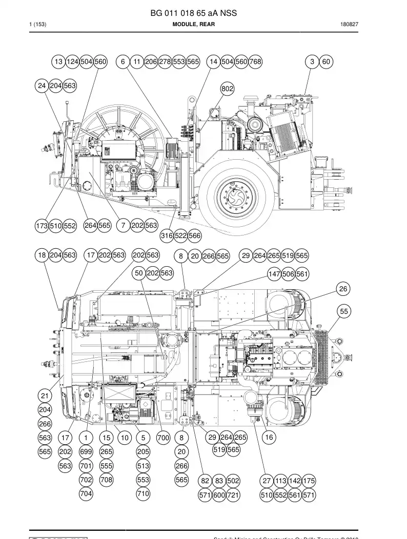 BG01101865a BG 011 018 65a Module, Rear - Sandvik Technical Drawing