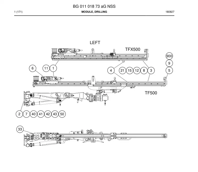 BG01101873a BG 011 018 73a Module, Drilling - Sandvik Technical Drawing