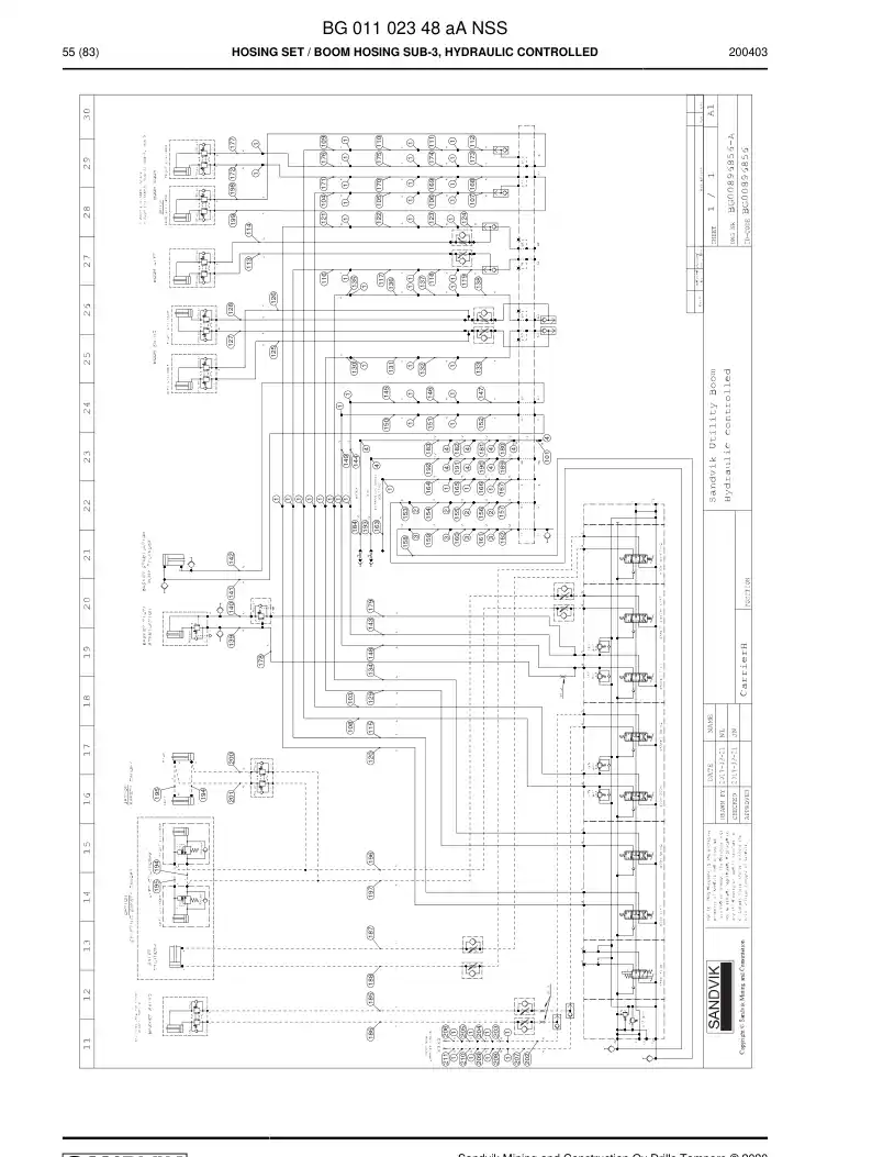 BG01102348a BG 011 023 48a Hosing Set - Sandvik Technical Drawing