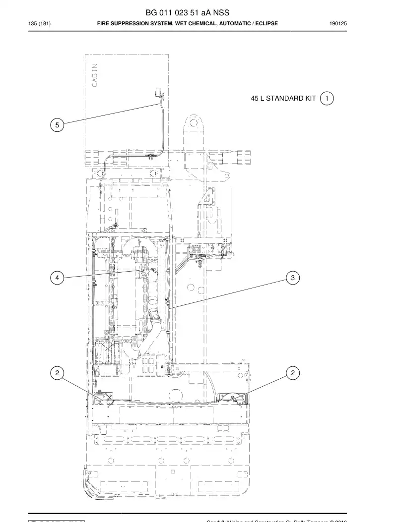 BG01102351a BG 011 023 51a Fire Suppression System, Wet Chemical, Automatic - Sandvik Technical Drawing