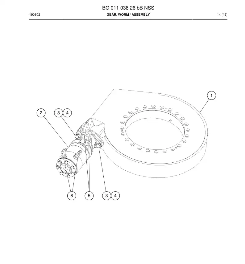BG01103826b BG 011 038 26b Gear, Worm - Sandvik Technical Drawing
