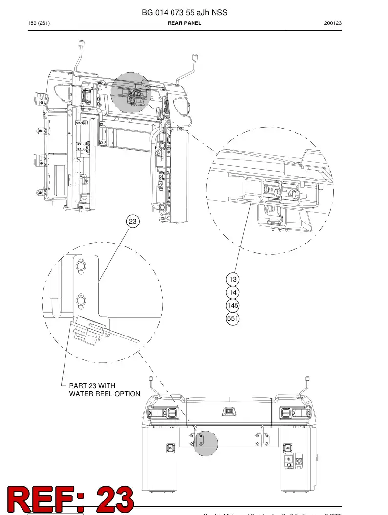 BG01105523a BG 011 055 23a Support, Hose - Sandvik Technical Drawing