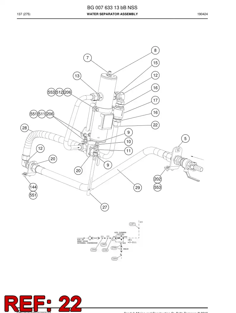 BG01106115a BG 011 061 15a Pipe Assembly - Sandvik Technical Drawing