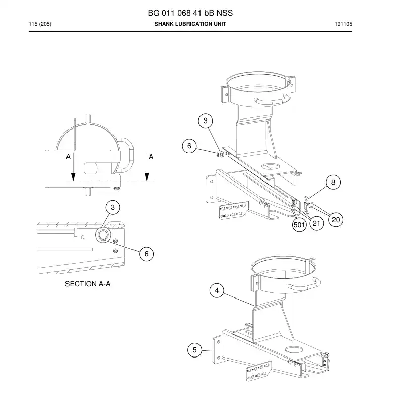 BG01106841b BG 011 068 41b Shank Lubrication Unit - Sandvik Technical Drawing