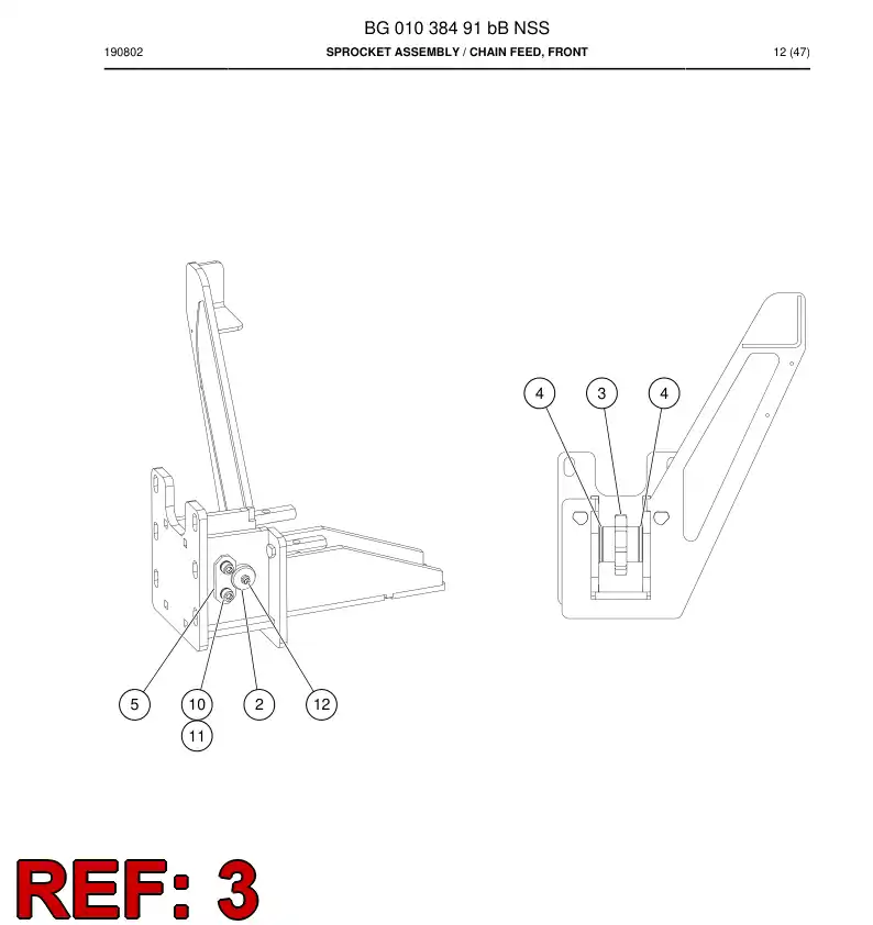 BG01107907a BG 011 079 07a Sprocket Assembly - Sandvik Technical Drawing
