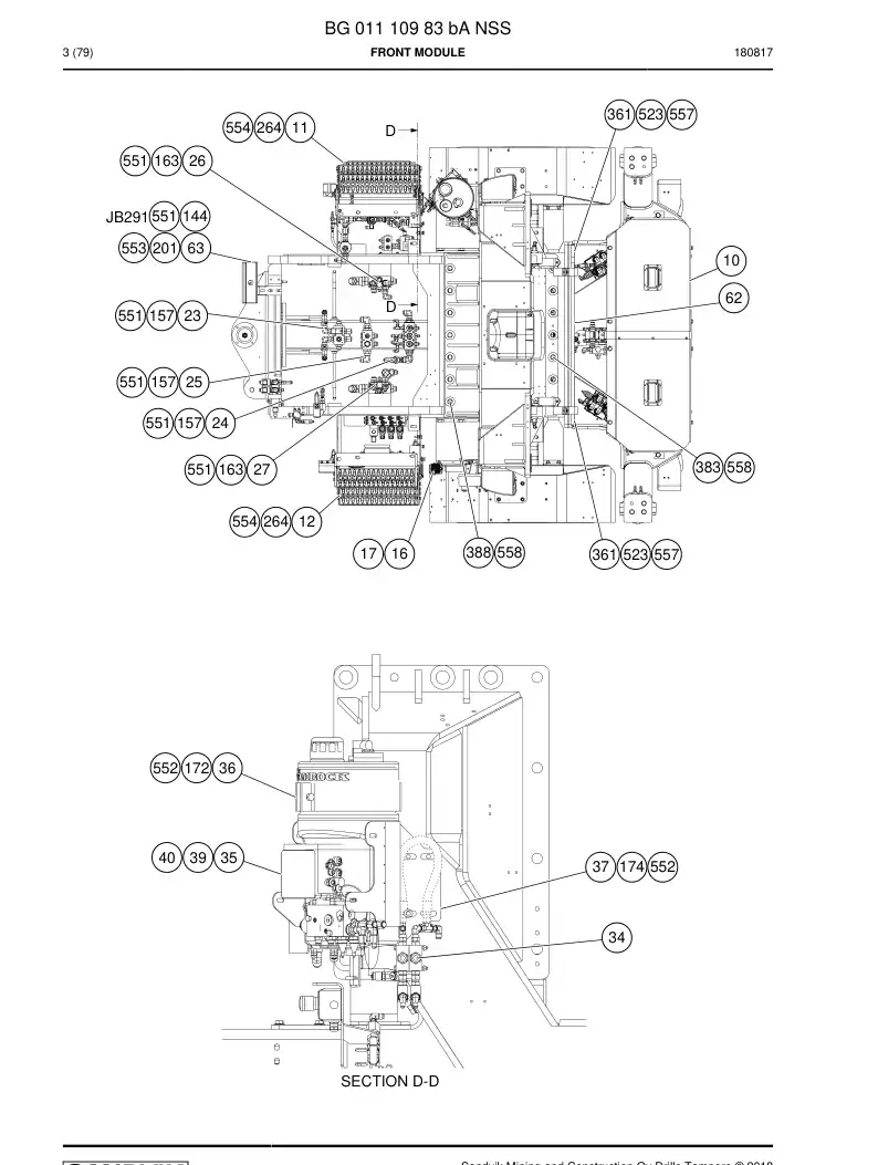 BG01110983b BG 011 109 83b Front module - Sandvik Technical Drawing