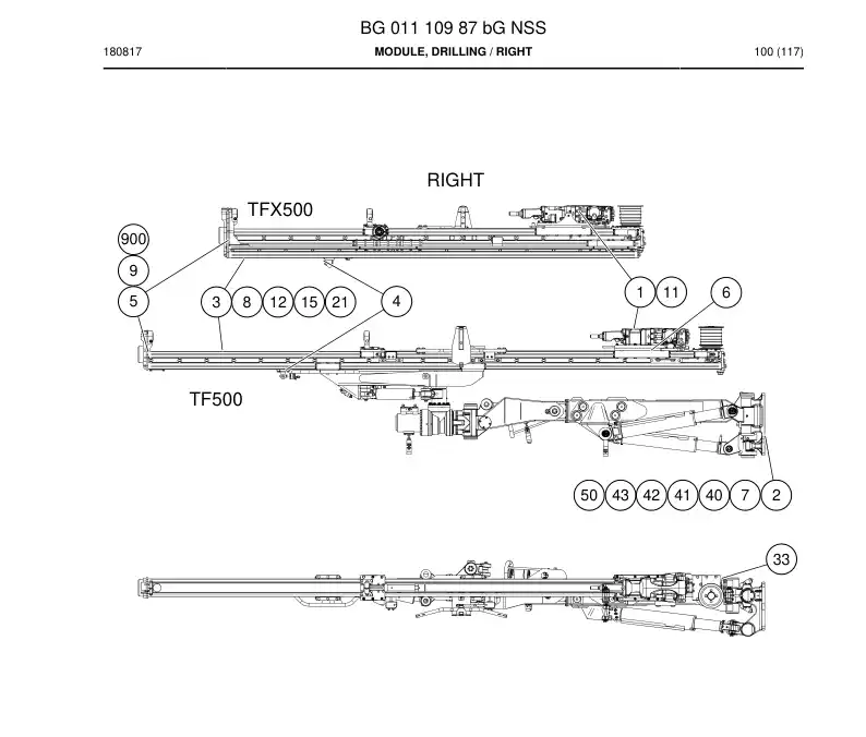 BG01110987b BG 011 109 87b Module, Drilling - Sandvik Technical Drawing