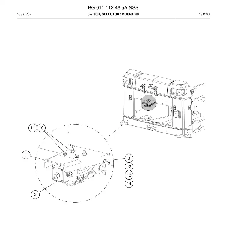 BG01111246a BG 011 112 46a Switch, selector - Sandvik Technical Drawing