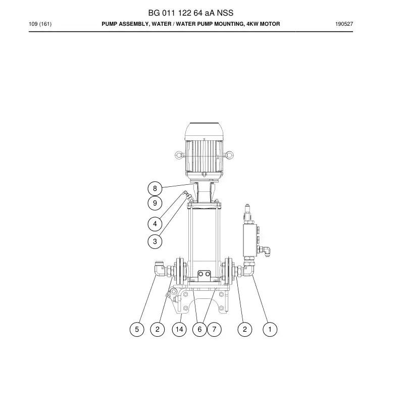 BG01112264a BG 011 122 64a Pump Assembly, Water - Sandvik Technical Drawing