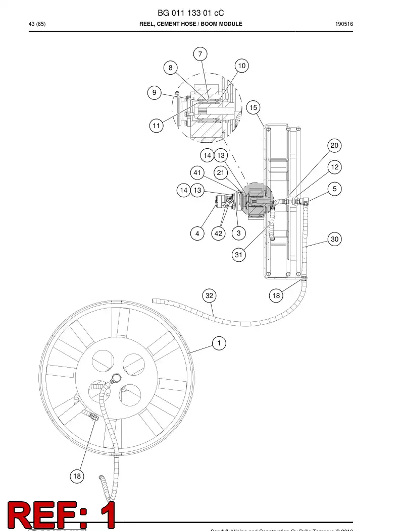 BG01113317a BG 011 133 17a Reel, Hose - Sandvik Technical Drawing