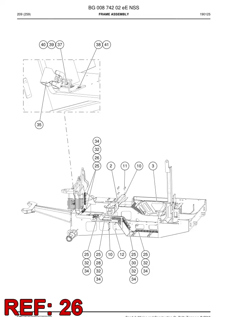 BG01113364a BG 011 133 64a Rack, Cable - Sandvik Technical Drawing