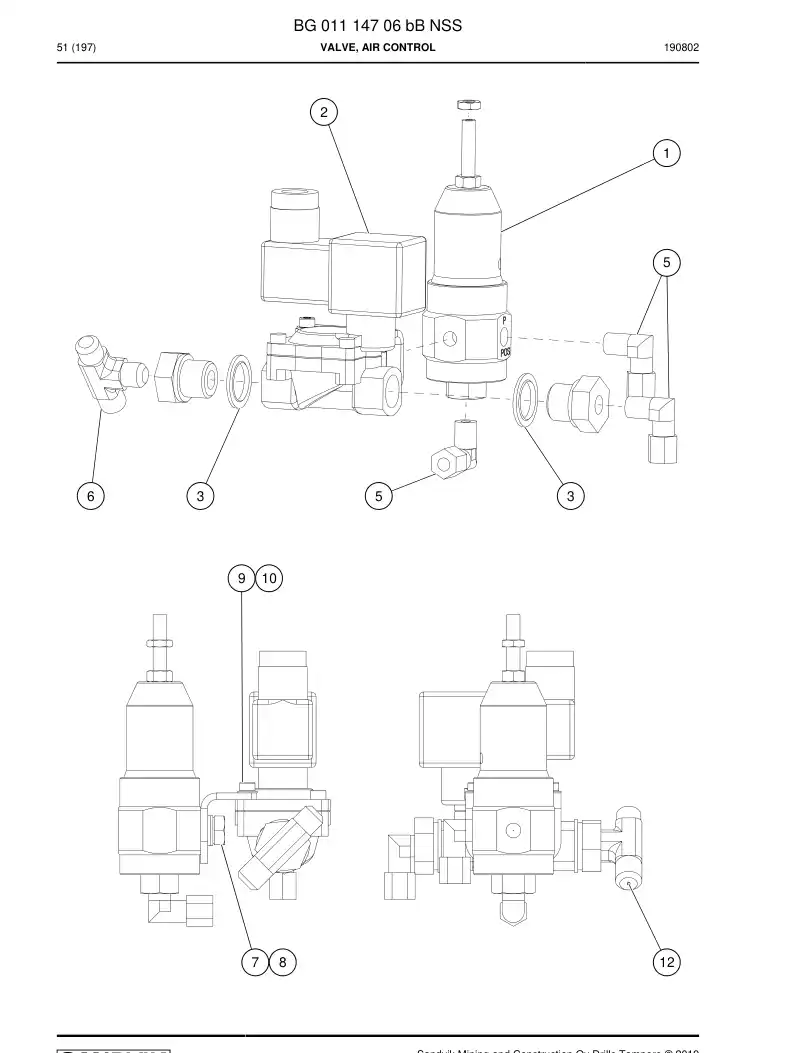BG01114706b BG 011 147 06b Valve, Air Control - Sandvik Technical Drawing