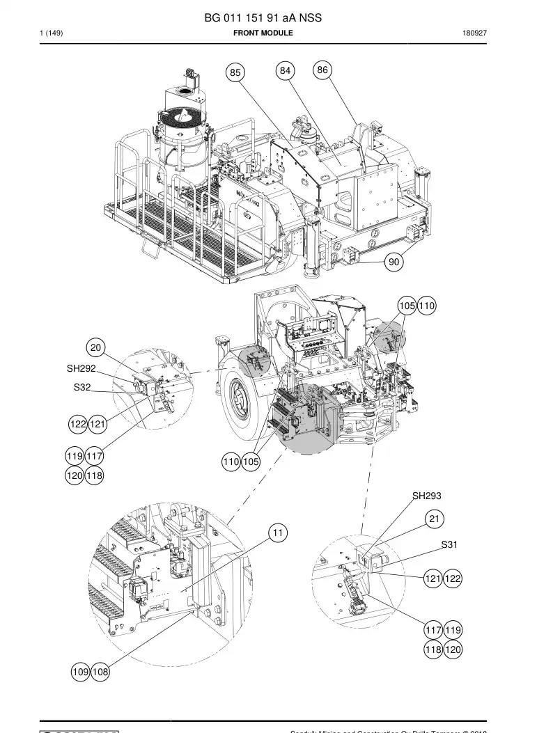 BG01115191a BG 011 151 91a Front module - Sandvik Technical Drawing