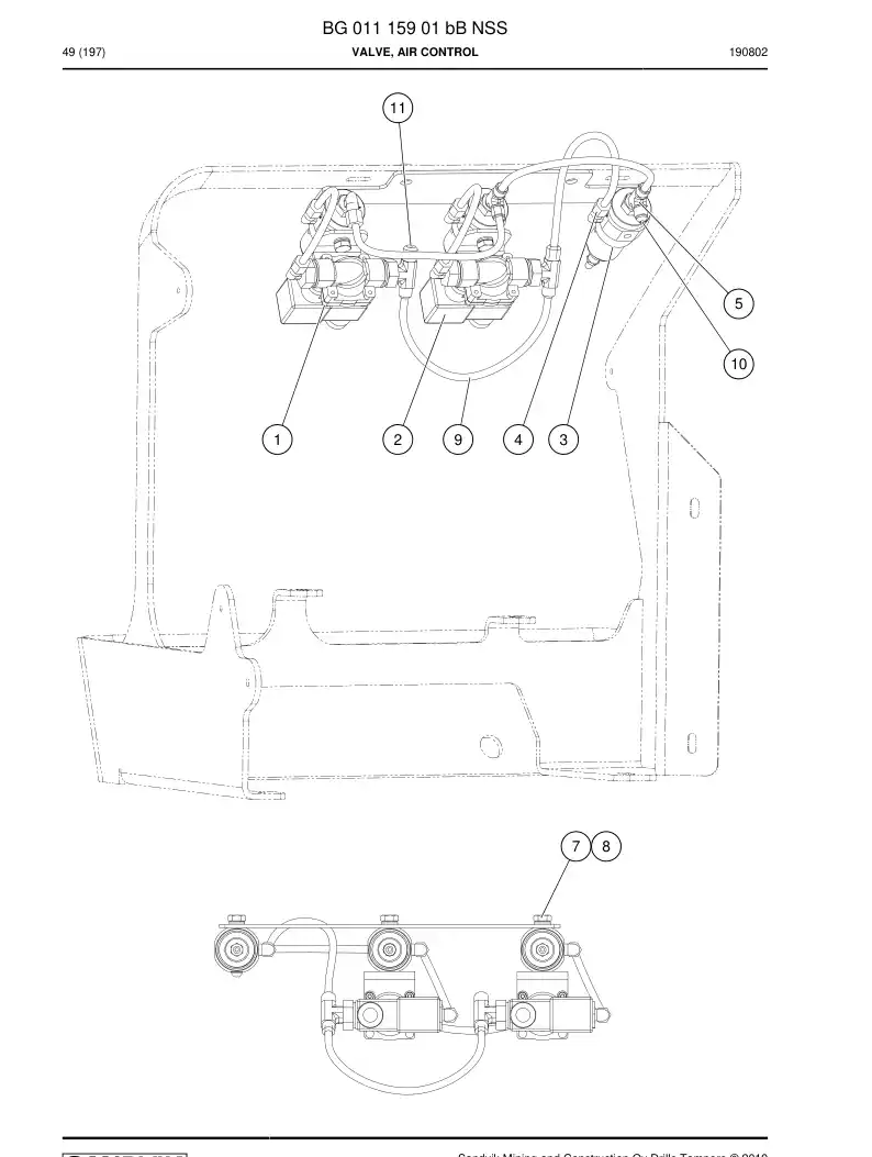 BG01115901b BG 011 159 01b Valve, Air Control - Sandvik Technical Drawing