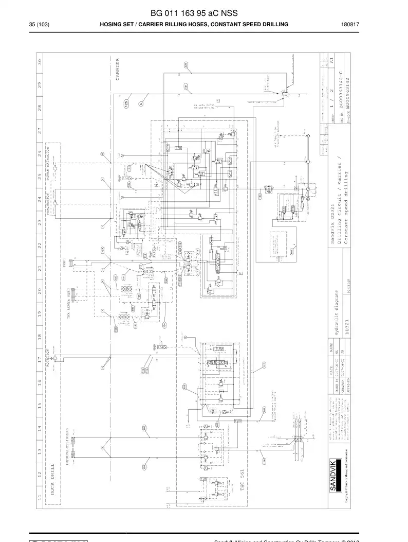 BG01116395a BG 011 163 95a Hosing Set - Sandvik Technical Drawing