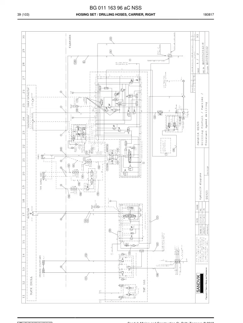 BG01116396a BG 011 163 96a Hosing Set - Sandvik Technical Drawing