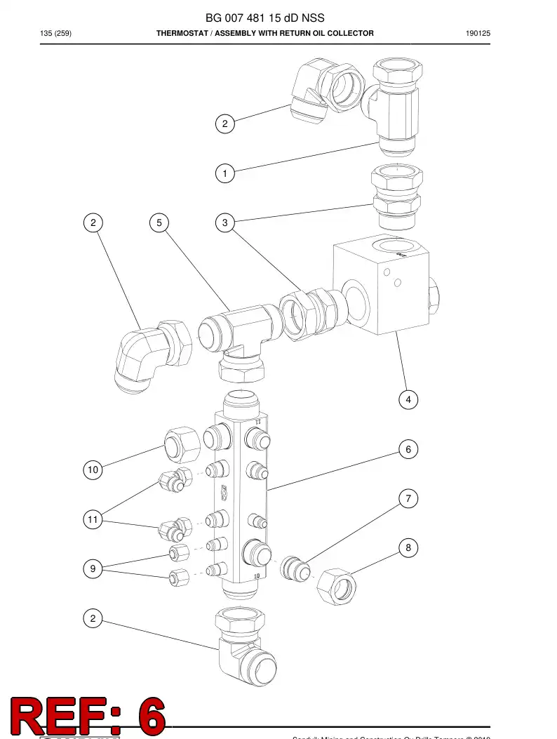 BG01116774b BG 011 167 74b Manifold Body, Connector - Sandvik Technical Drawing