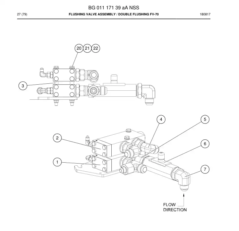 BG01117139a BG 011 171 39a Flushing Valve Assembly - Sandvik Technical Drawing