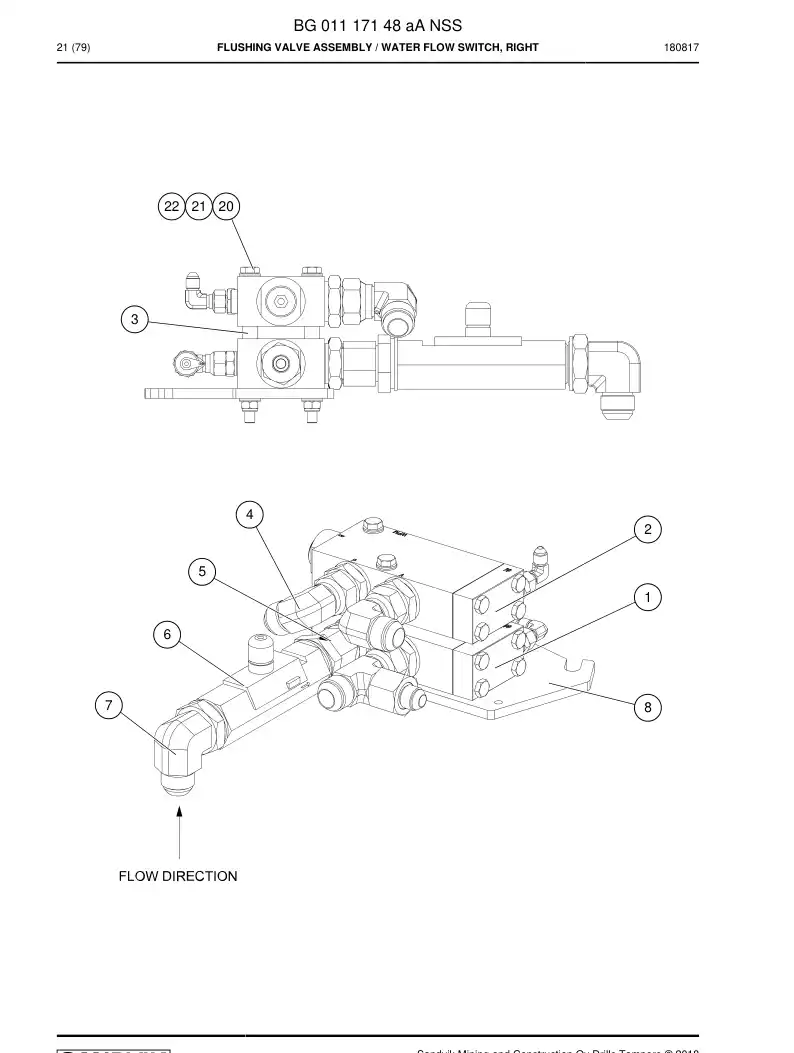 BG01117148a BG 011 171 48a Flushing Valve Assembly - Sandvik Technical Drawing