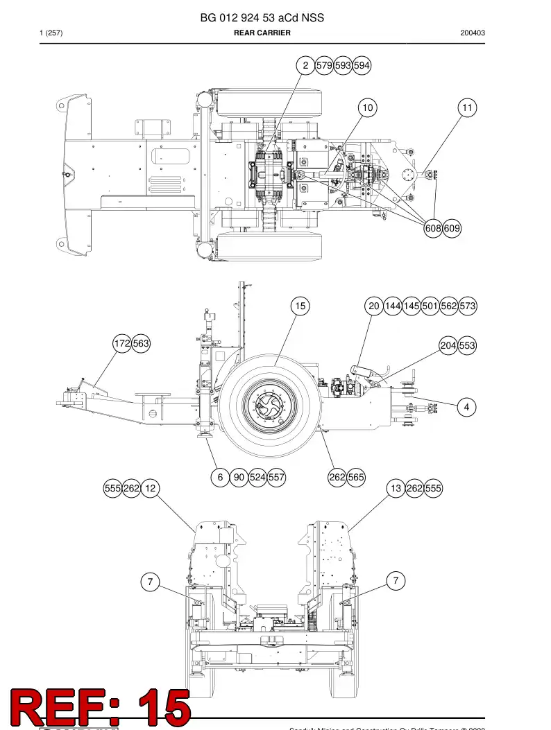 BG01117165c BG 011 171 65c Wheel Assembly - Sandvik Technical Drawing