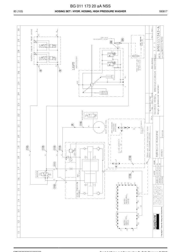 BG01117320a BG 011 173 20a Hosing Set - Sandvik Technical Drawing