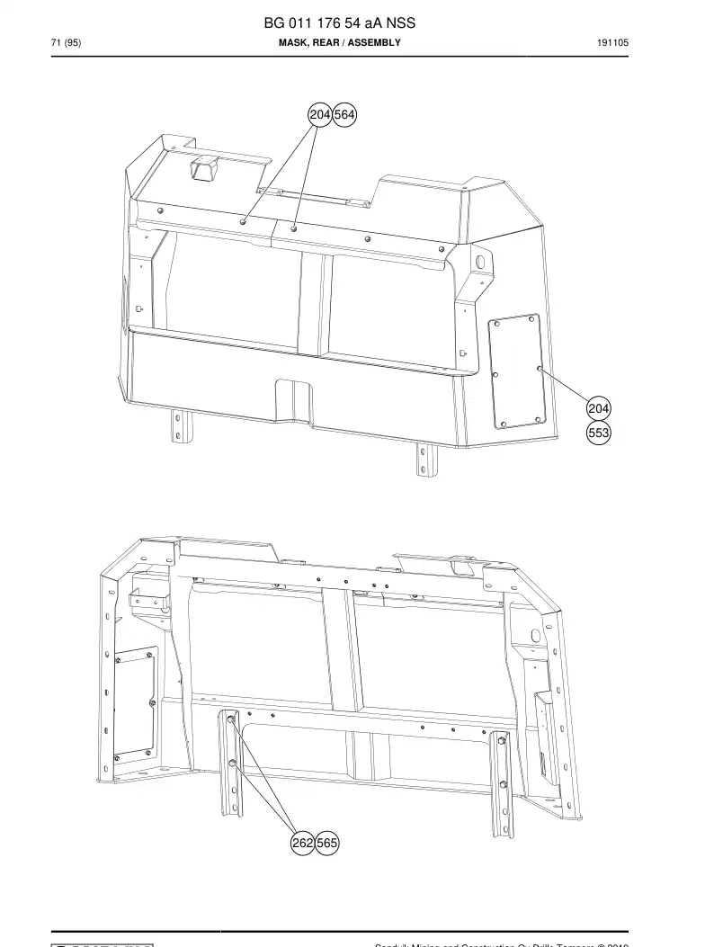BG01117654a BG 011 176 54a Mask, Rear - Sandvik Technical Drawing