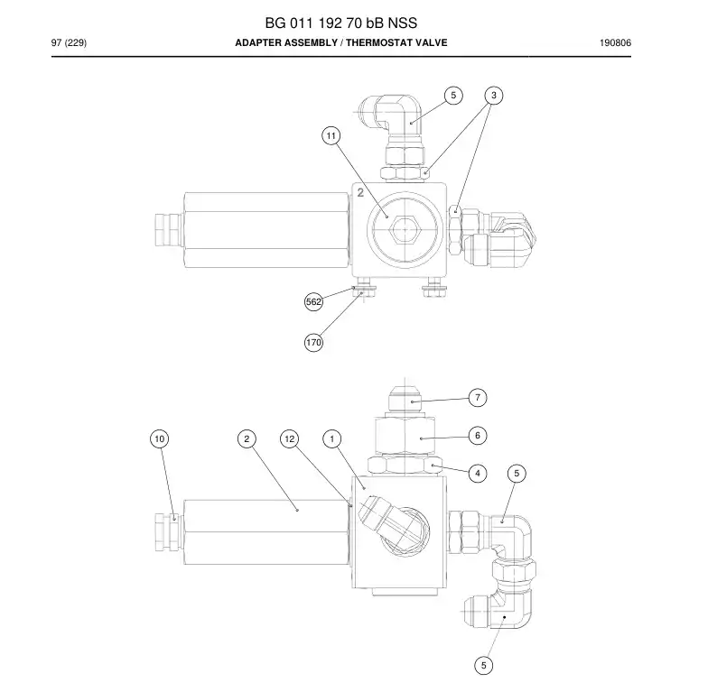 BG01119270b BG 011 192 70b Adapter Assembly - Sandvik Technical Drawing