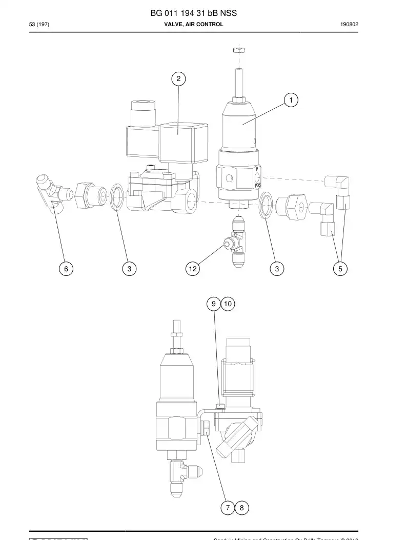 BG01119431b BG 011 194 31b Valve, Air Control - Sandvik Technical Drawing