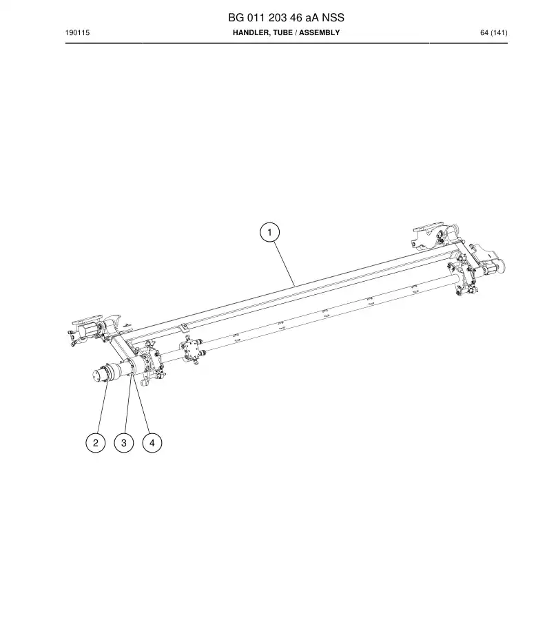 BG01120346a BG 011 203 46a Handler, Tube - Sandvik Technical Drawing
