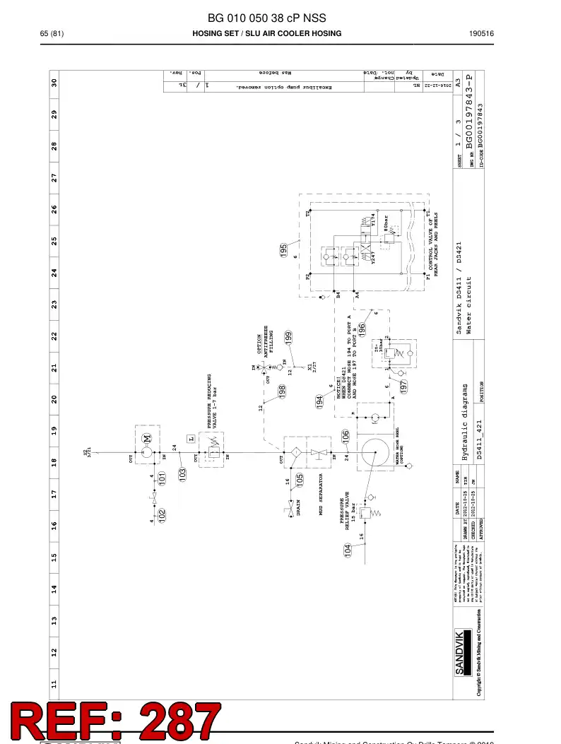 BG01120674a BG 011 206 74a Hose Assembly, Hydraulic - Sandvik Technical Drawing