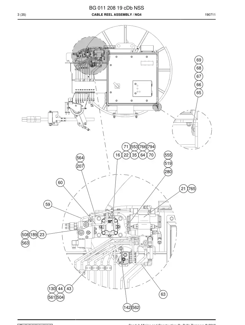 BG01120819c BG 011 208 19c Cable Reel Assembly - Sandvik Technical Drawing