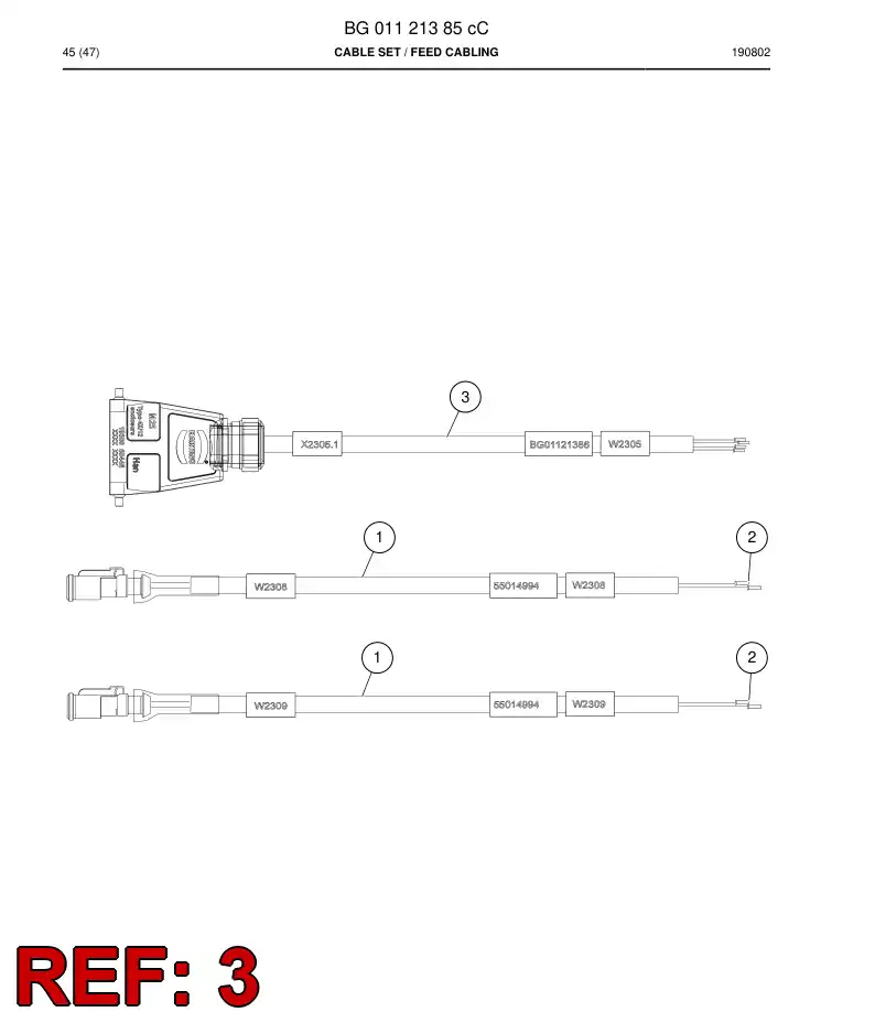 BG01121386b BG 011 213 86b Cable Assembly - Sandvik Technical Drawing