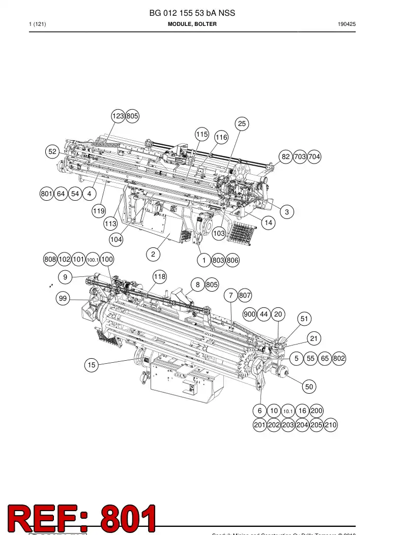 BG01121536a BG 011 215 36a Hosing Set - Sandvik Technical Drawing
