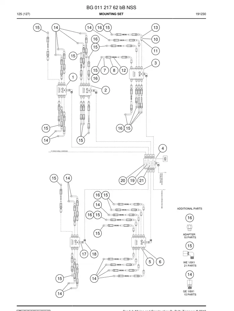 BG01121762b BG 011 217 62b Mounting Set - Sandvik Technical Drawing