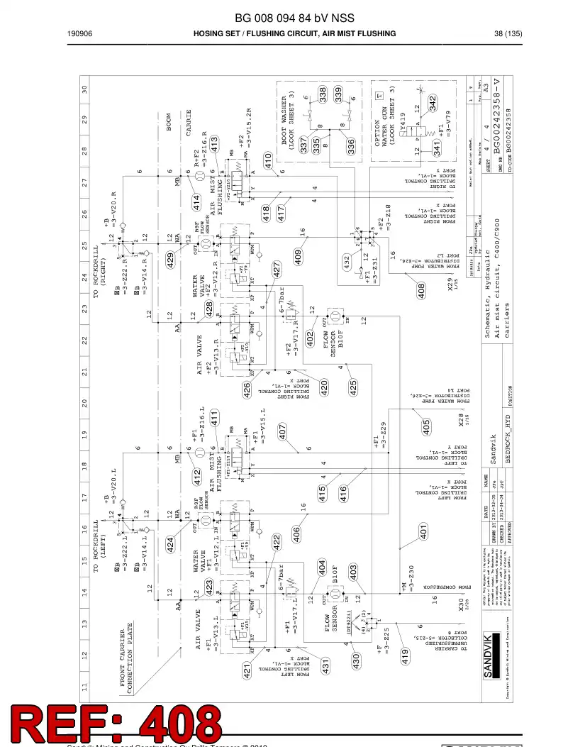 BG01121944a BG 011 219 44a Hose Assembly, Hydraulic - Sandvik Technical Drawing