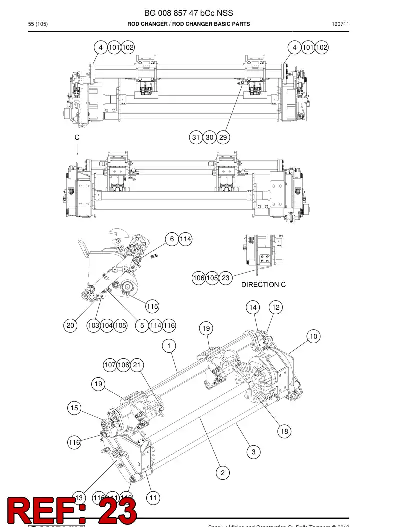 BG01122357a BG 011 223 57a Guide, Rod - Sandvik Technical Drawing