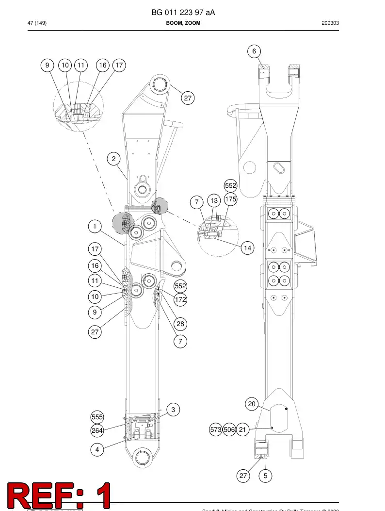 BG01122575a BG 011 225 75a Tube, Outer - Sandvik Technical Drawing