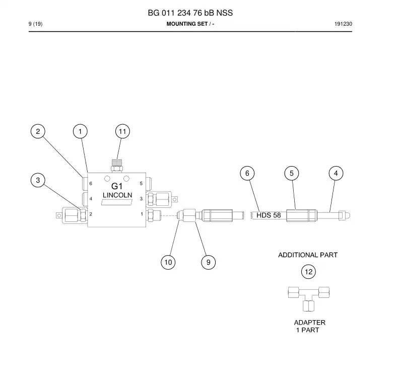 BG01123476b BG 011 234 76b Mounting Set - Sandvik Technical Drawing