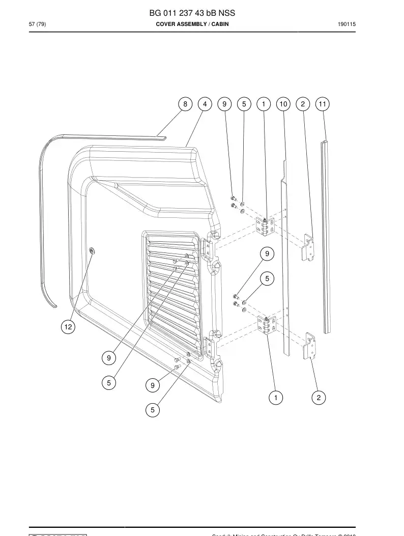 BG01123743b BG 011 237 43b Cover Assembly - Sandvik Technical Drawing