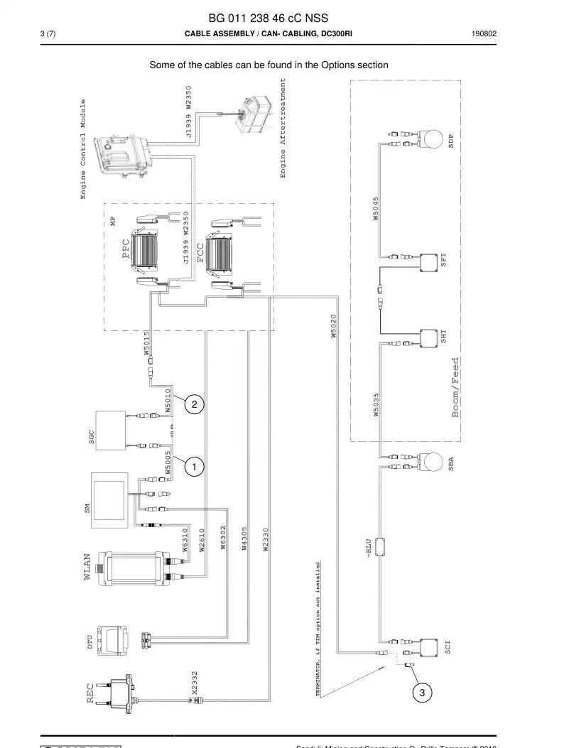 BG01123846c BG 011 238 46c Cable Assembly - Sandvik Technical Drawing
