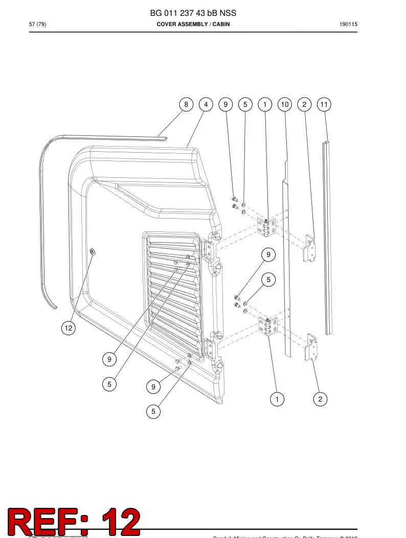 BG01124118a BG 011 241 18a Lock, Handle Knob - Sandvik Technical Drawing