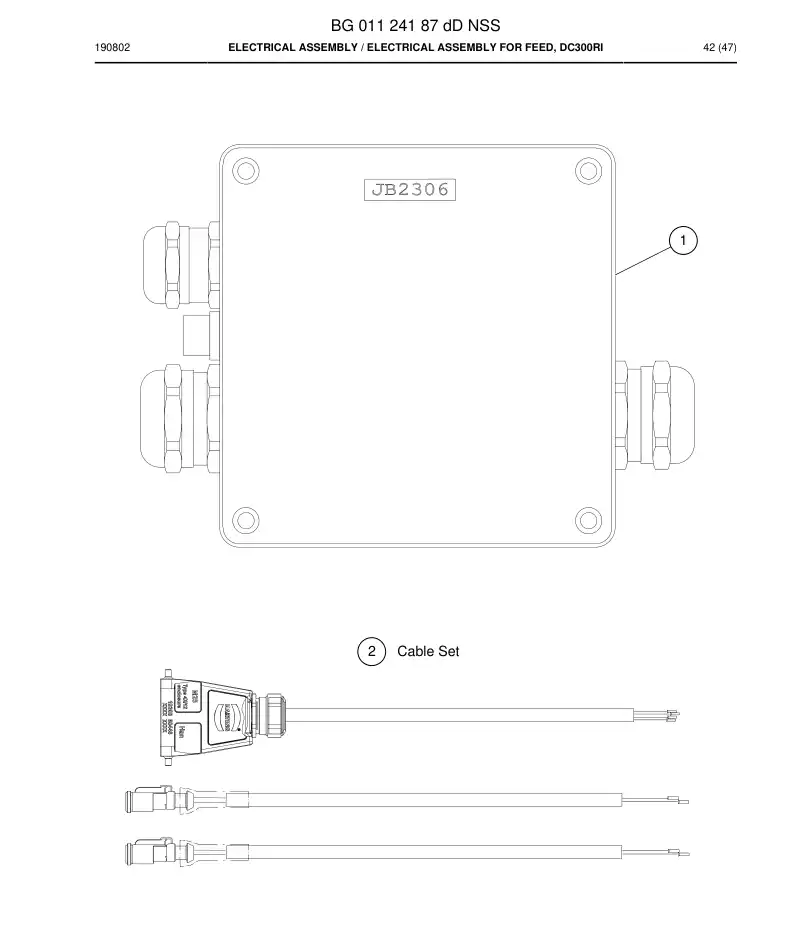 BG01124187d BG 011 241 87d Electrical Assembly - Sandvik Technical Drawing
