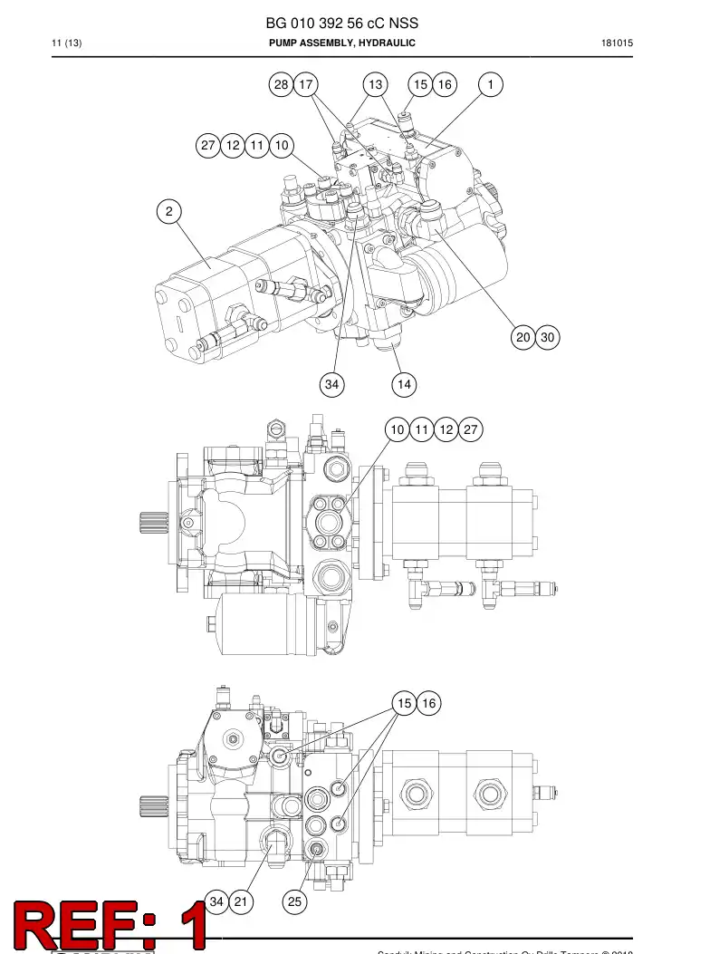 BG01125857a BG 011 258 57a Hydraulic Pump, Axial PISTON - Sandvik Technical Drawing