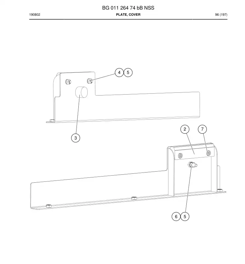 BG01126474b BG 011 264 74b Plate, Cover - Sandvik Technical Drawing